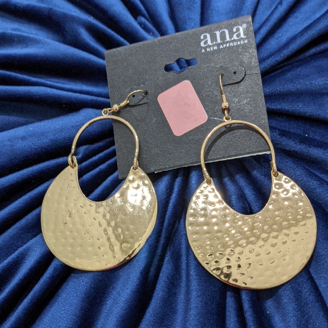 A.N.A Gold Textured Hoop Earrings